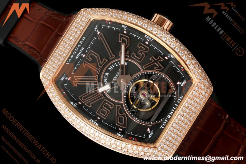 Franck Muller - Vanguard Men's Collection V45 Dia RG/LE Black Dial ABF A23J