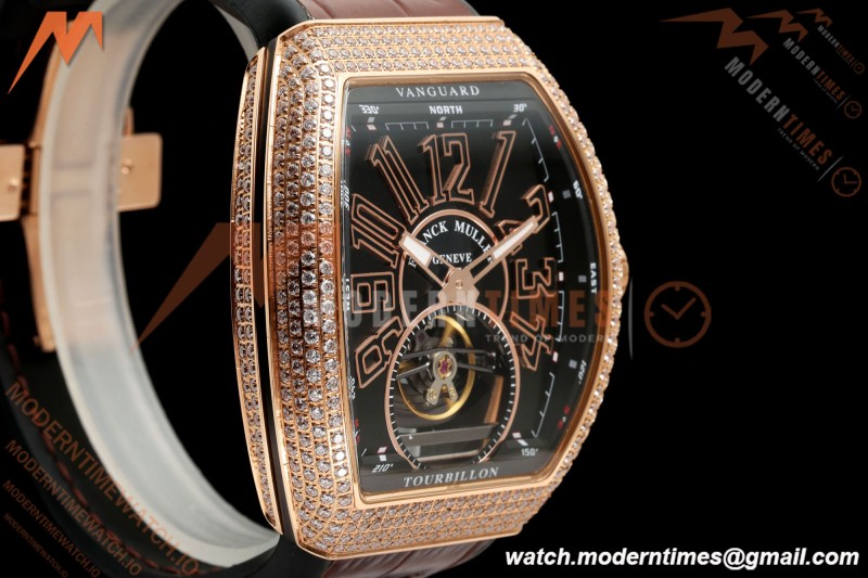 Franck Muller - Vanguard Men's Collection V45 Dia RG/LE Black Dial ABF A23J
