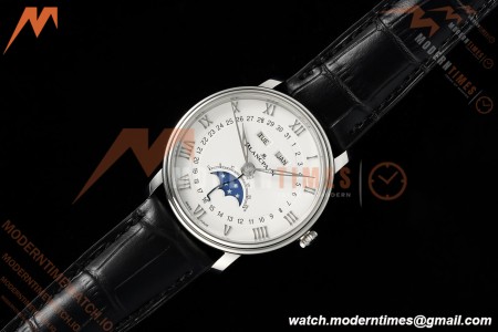 Blancpain - Villeret Moonphase 6654 40mm Complete Calendar SS/LE White APSF A6654