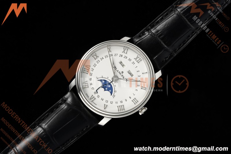 Blancpain - Villeret Moonphase 6654 40mm Complete Calendar SS/LE White APSF A6654 | 블랑팡 - 빌레레 문페이즈 6654 40mm 컴플리트 캘린더 SS/LE 화이트 APSF A6654