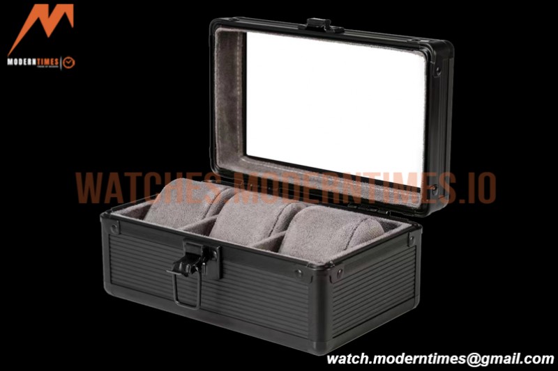 Portable Watch Boxes Light Weight  Aluminium Alloy Watch Case 3 Slots