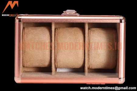 Portable Watch Boxes Light Weight  Aluminium Alloy Watch Case 3 Slots