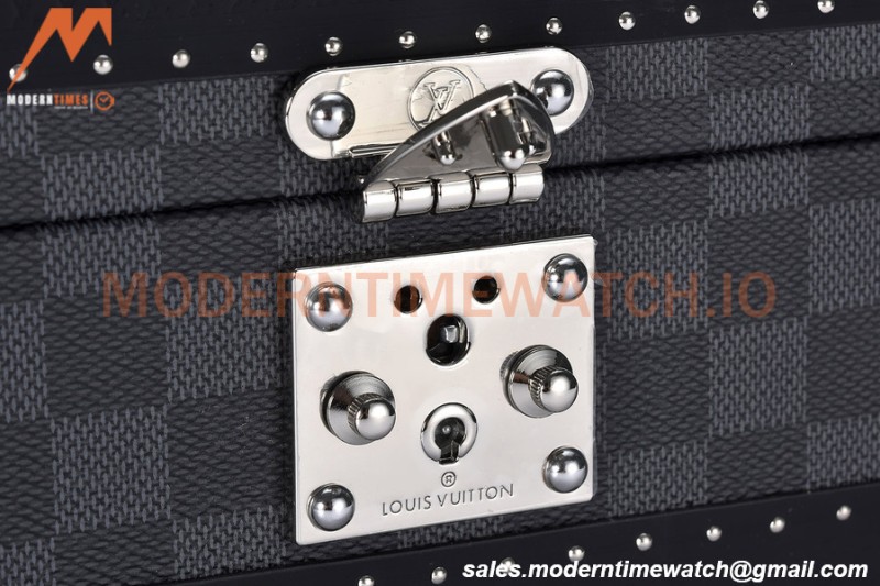 Louis Vuitton Damier Graphite Watch Case Leather Coffer 8 Position Trunk N48226