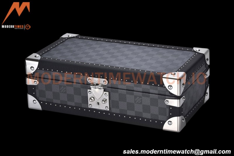Louis Vuitton Damier Graphite Watch Case Leather Coffer 8 Position Trunk N48226