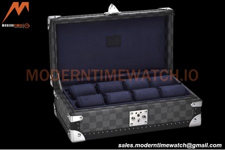 Louis Vuitton Damier Graphite Watch Case Leather Coffer 8 Position Trunk N48226