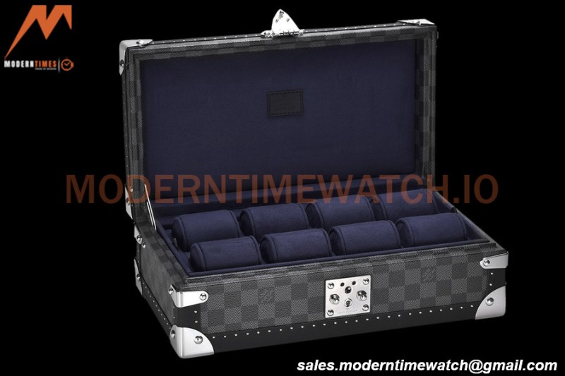 Louis Vuitton Damier Graphite Watch Case Leather Coffer 8 Position Trunk N48226