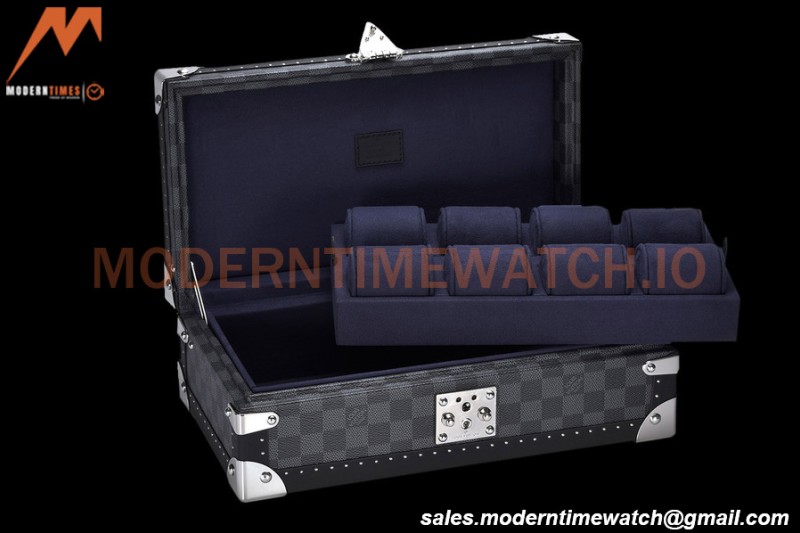 Louis Vuitton Damier Graphite Watch Case Leather Coffer 8 Position Trunk N48226