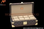 Louis Vuitton Monogram Canvas Watch Case Brown Leather Coffer 8 Position Trunk M47641