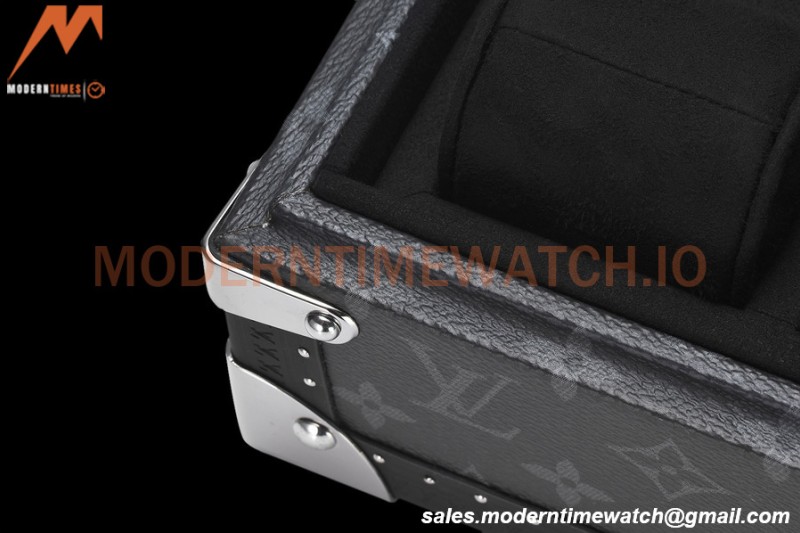 Louis Vuitton Monogram Eclipse Watch Case Leather Coffer 8 Position Trunk M20016