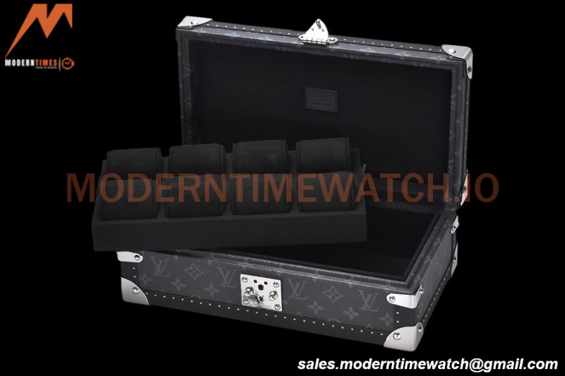 Louis Vuitton Monogram Eclipse Watch Case Leather Coffer 8 Position Trunk M20016