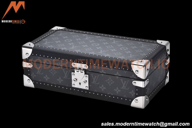Louis Vuitton Monogram Eclipse Watch Case Leather Coffer 8 Position Trunk M20016