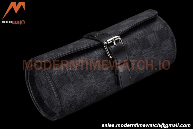 Louis Vuitton Damier Graphite Watch Case 3 Position Travel Bag N41137