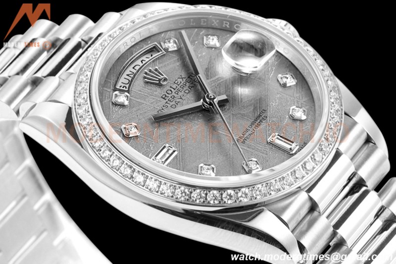 Rolex - DayDate 36mm 118389 Flt Pres SS/SS Dia Meteorite Dial RAF A2836