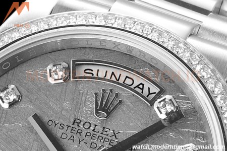 Rolex - DayDate 36mm 118389 Flt Pres SS/SS Dia Meteorite Dial RAF A2836
