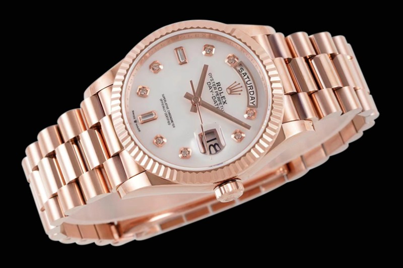Rolex - DayDate 36mm 128235 Flt Pres RG/RG Mop/Dia TWSF A2836