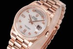 Rolex - DayDate 36mm 128235 Flt Pres RG/RG Mop/Dia TWSF A2836