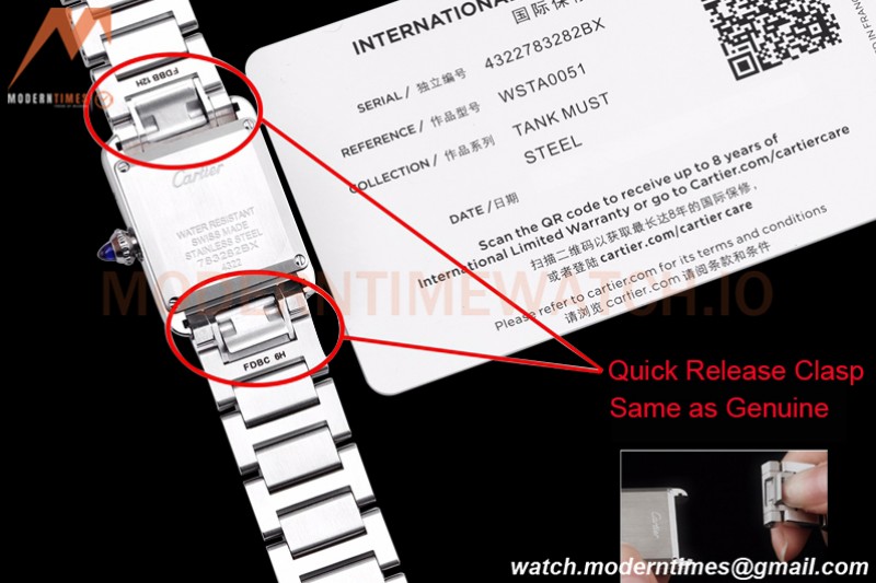 Cartier - Tank Must De Cartier 316F SS/SS White F1F Swiss Quartz