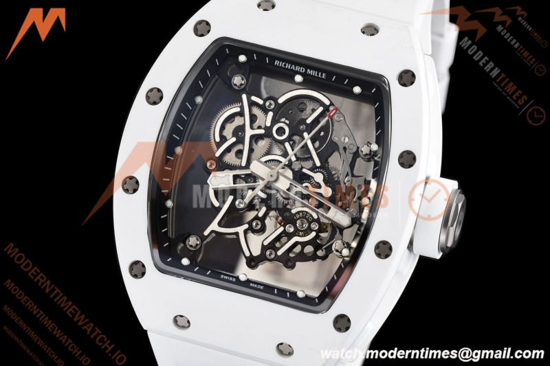 Richard Mille - RM055 Bubba Watson White CER/RU Blk/Blk Rehaut Skeleton SZF RMUL2