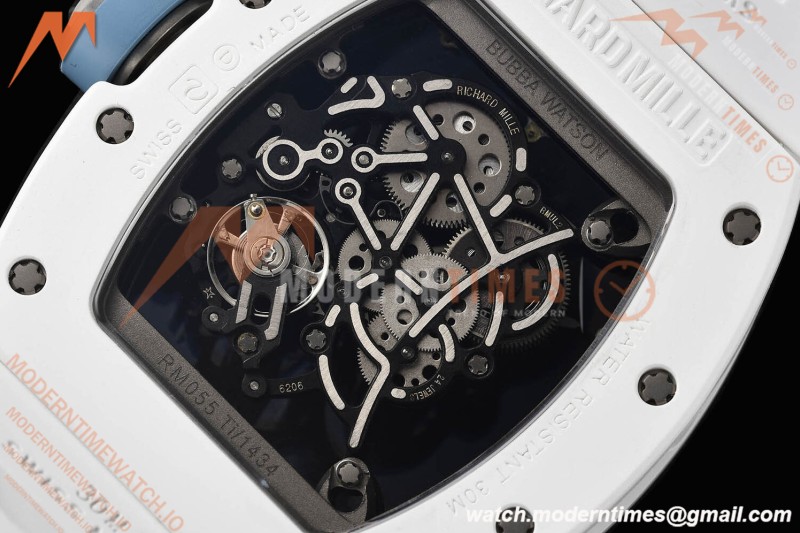 Richard Mille - RM055 Bubba Watson White CER/RU Blu/Blk Rehaut Skeleton SZF RMUL2