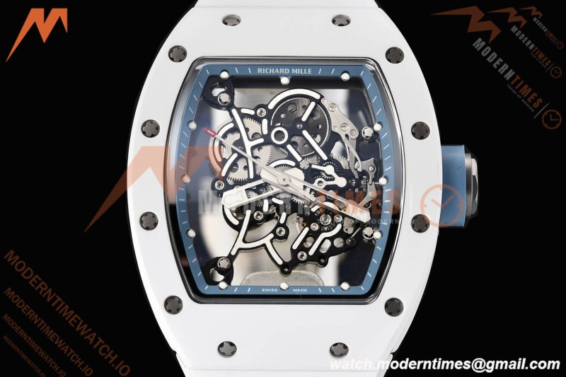 Richard Mille - RM055 Bubba Watson White CER/RU Blu/Blk Rehaut Skeleton SZF RMUL2
