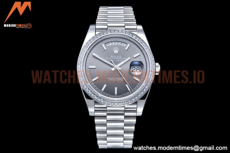 Rolex - DayDate 40mm Flt Dia SS/SS Grey/Stk GSF A2836 Mod
