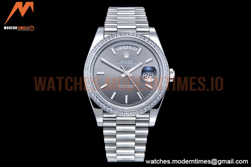 Rolex - DayDate 40mm Flt Dia SS/SS Grey/Stk GSF A2836 Mod