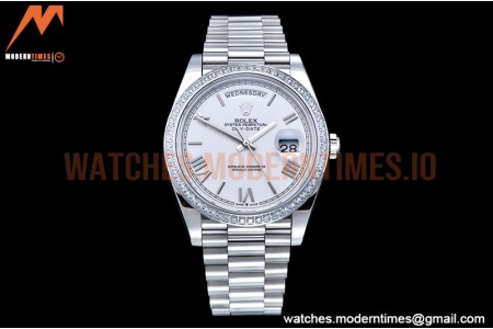Rolex - DayDate 40mm Flt Dia SS/SS White/Rm GSF A2836 Mod
