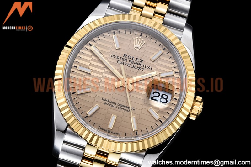 Rolex - DJ 36mm Jub Flt 904L YG/SS P-Gold/Stk VSF VS3235