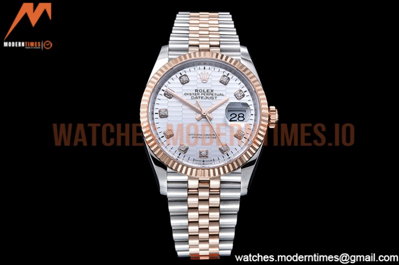 Rolex - DJ 36mm Jub Flt 904L RG/SS P-Silv/Dia VSF VS3235