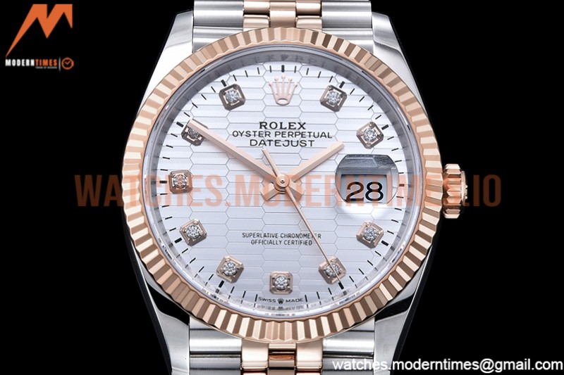 Rolex - DJ 36mm Jub Flt 904L RG/SS P-Silv/Dia VSF VS3235