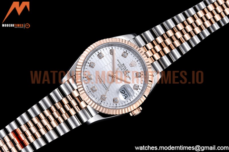 Rolex - DJ 36mm Jub Flt 904L RG/SS P-Silv/Dia VSF VS3235