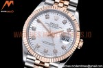 Rolex - DJ 36mm Jub Flt 904L RG/SS P-Silv/Dia VSF VS3235