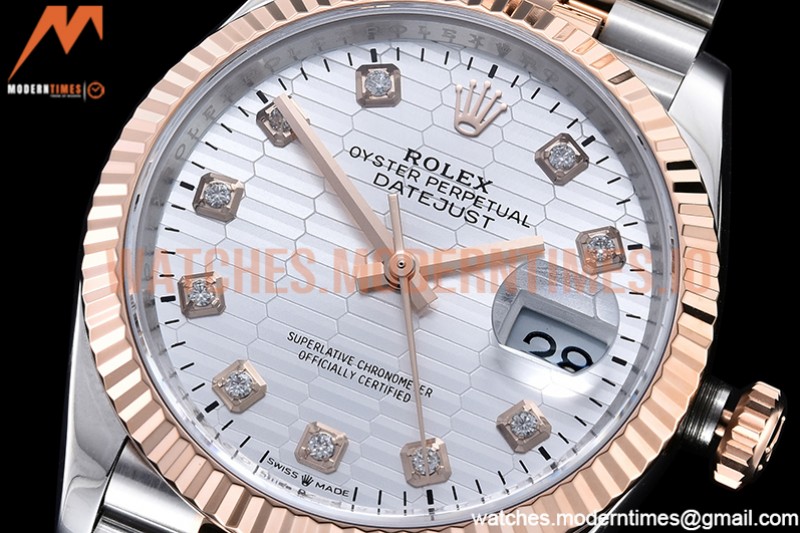 Rolex - DJ 36mm Jub Flt 904L RG/SS P-Silv/Dia VSF VS3235