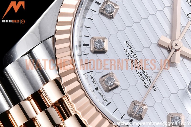 Rolex - DJ 36mm Jub Flt 904L RG/SS P-Silv/Dia VSF VS3235