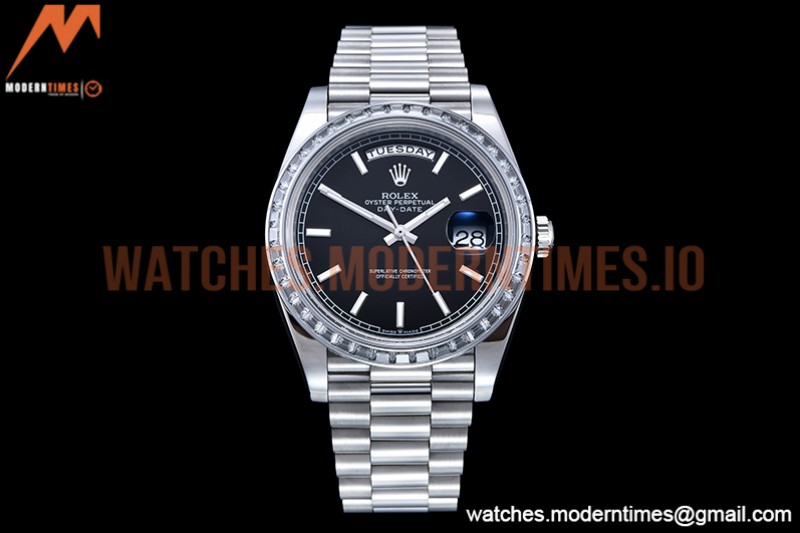 Rolex - DayDate 40mm Dia SS/SS Blk/Stk GSF A2836 Mod