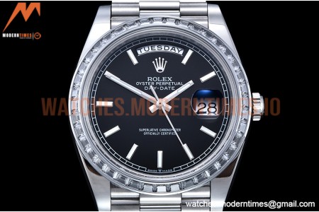 Rolex - DayDate 40mm Dia SS/SS Blk/Stk GSF A2836 Mod