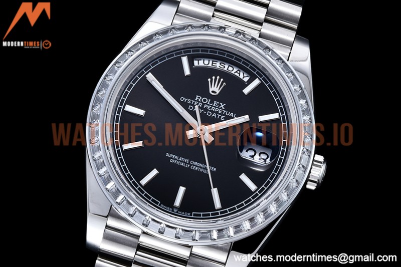 Rolex - DayDate 40mm Dia SS/SS Blk/Stk GSF A2836 Mod