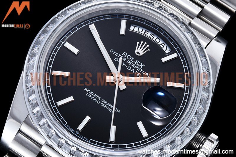 Rolex - DayDate 40mm Dia SS/SS Blk/Stk GSF A2836 Mod