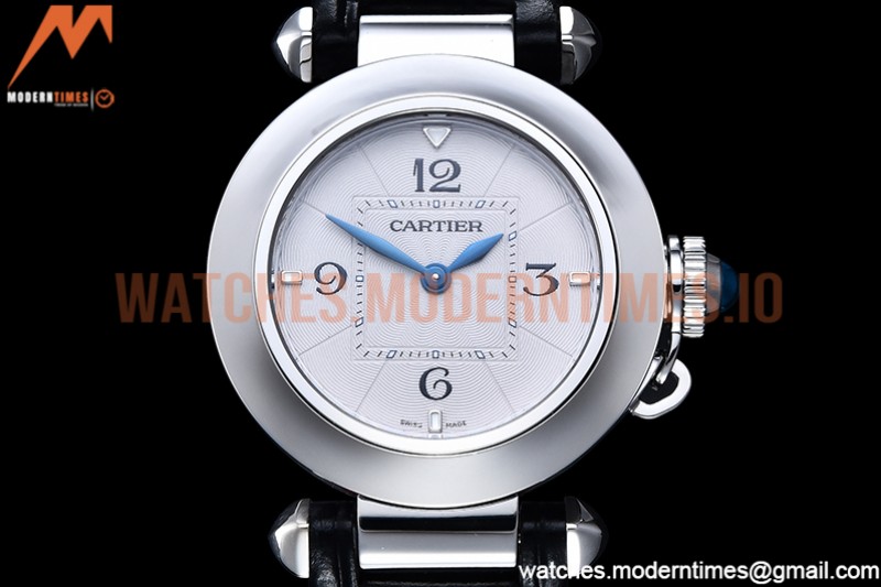 Cartier - Pasha Ladies Blk SS/LE White/Num AF Qtz