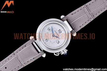 Cartier - Pasha Ladies Grey SS/LE White/Num AF Qtz
