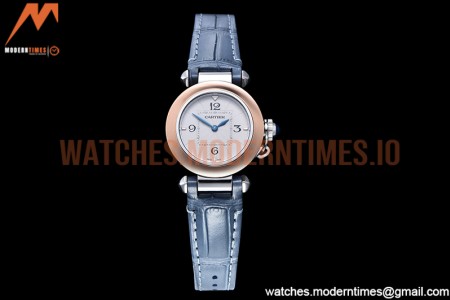 Cartier - Pasha Ladies Blue RG/SS/LE White/Num AF Qtz