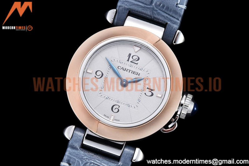 Cartier - Pasha Ladies Blue RG/SS/LE White/Num AF Qtz