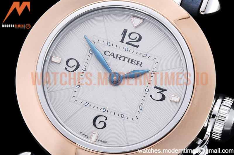 Cartier - Pasha Ladies Blue RG/SS/LE White/Num AF Qtz