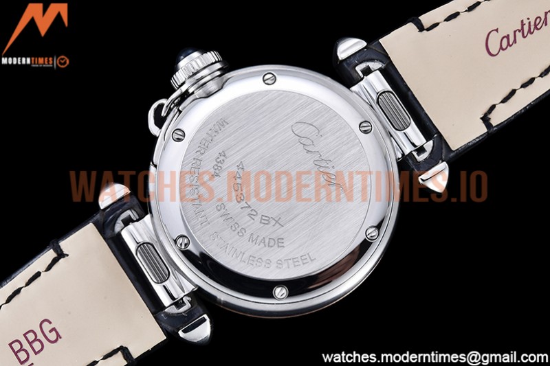 Cartier - Pasha Ladies Blk RG/SS/LE White/Num AF Qtz