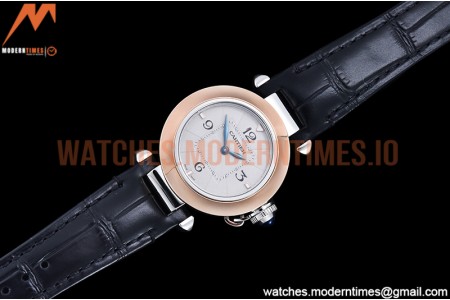 Cartier - Pasha Ladies Blk RG/SS/LE White/Num AF Qtz