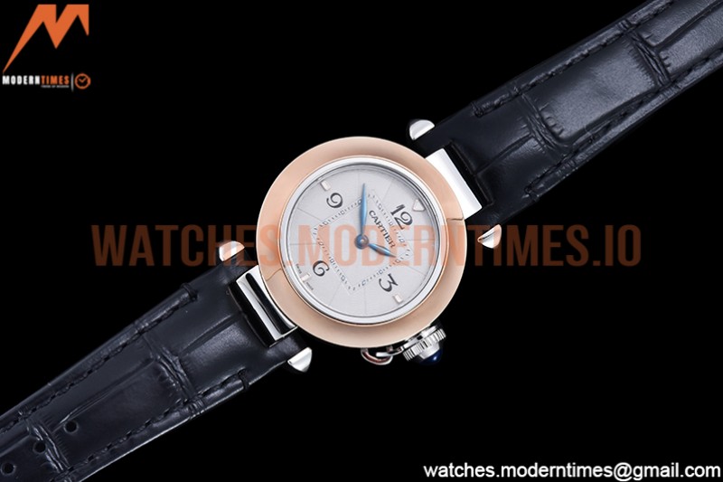 Cartier - Pasha Ladies Blk RG/SS/LE White/Num AF Qtz