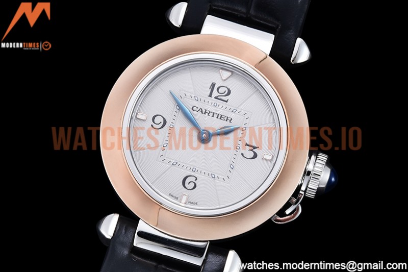 Cartier - Pasha Ladies Blk RG/SS/LE White/Num AF Qtz