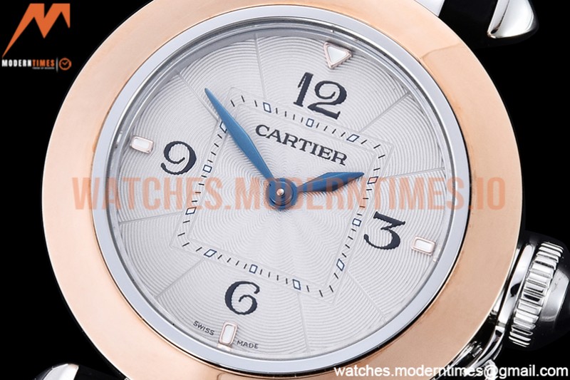 Cartier - Pasha Ladies Blk RG/SS/LE White/Num AF Qtz