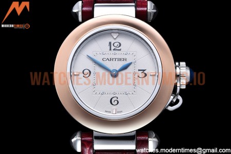 Cartier - Pasha Ladies Red RG/SS/LE White/Num AF Qtz