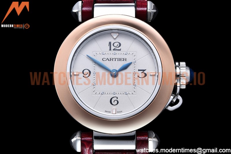 Cartier - Pasha Ladies Red RG/SS/LE White/Num AF Qtz